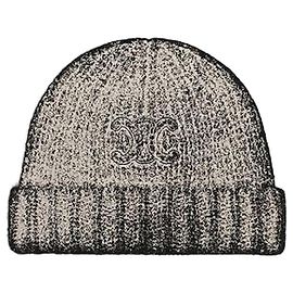 Céline Gorro Triomphe em cashmere e seda preto Preto