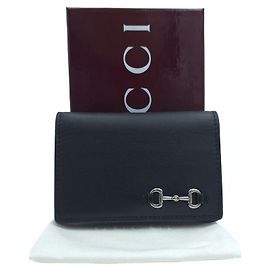 Gucci Horsebit Leather Card Case Wallet Black