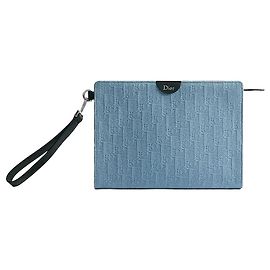 Dior Triangle Pouch Light Blue Oblique Jacquard Blue