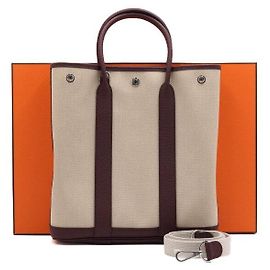 Hermès Saco Tote e Saco de Ombro Garden Party em lona Laranja