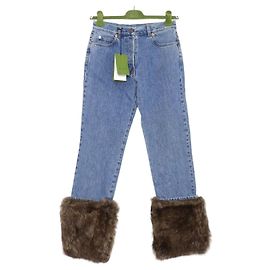Gucci Cotton Ramsper Roll-Up Women's Denim Pants Blue