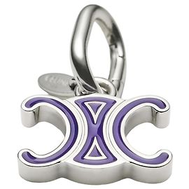 Céline Triomphe Pendant Enamel Rhodium Finish Brass Purple Silver Purple