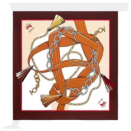 Céline Square Silk Twill Ivory/Tan/Brown Brown