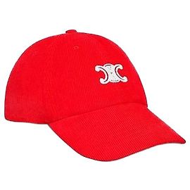 Céline Vivienne Cap aus Cord Red/White Rot