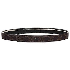 Céline Reversible Strap Tumbled Leather Triomphe Canvas Black