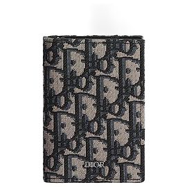 Dior Tarjetero Beige Black Oblique Jacquard Castaño