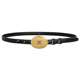 Céline Thin Plate Belt Taurillon Leather Black Black