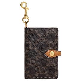 Céline Note Charm Triomphe Canvas Calfskin Marron