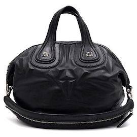 Givenchy Nightingale Medium Tote Bag aus schwarzem Kalbsleder mit Sternenprägung Schwarz