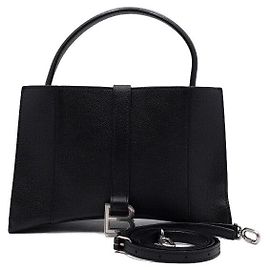 Balenciaga Borsa Tote e Borsa a Tracolla Hourglass in Pelle Nera e Crossbody Nero