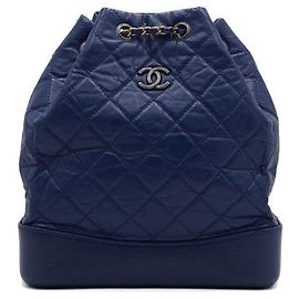Chanel Gabrielle Medium Backpack Dark Blue Calfskin Blue