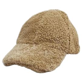 Miu Miu Novo Boné de Basebol para Mulher em Lã Bouclé Caramel Marrom