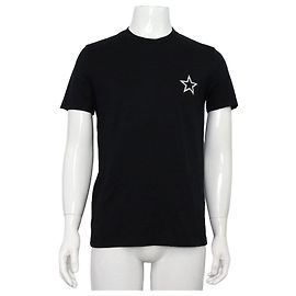 Givenchy Unisex Kurzarm T-Shirt aus schwarzer Baumwolle Star Point Schwarz