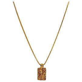 Dior Colar Placa Oblique Dourado Dourado