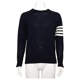 Thom Browne Diagonal Rundhals Strickpullover Unisex Blau