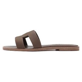 Hermès Sandali ciabatte ORAN da donna in Epsom Taupe Marrone