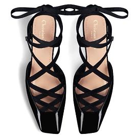 Dior Black Lace-Up CD Logo Strap Pumps for Women Black