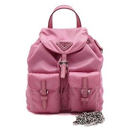 Prada Mini Tote Bag with Chain Shoulder Strap Pink