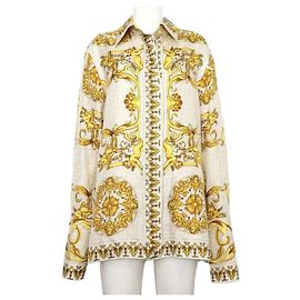 Fendi Unisex-Seidenhemd mit FF Logo Baroque Golden