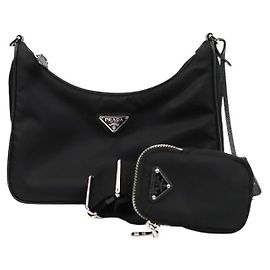 Prada Borsa a tracolla hobo multi in Re-Nylon nera Nero