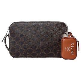 Céline Borsa Messenger con Charm Triomphe Canvas Soft Lambskin Black Tan Marrone