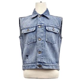 Dior Bestickte Denim-Weste Blau