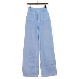 Miu Miu Jeans Drill Denim da donna con logo sulla tasca posteriore Blu