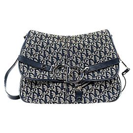 Dior Bolsa de Ombro com Aba Oblique CD Logo Azul
