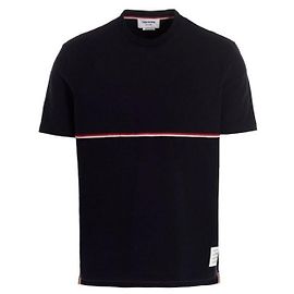 Thom Browne RWB Midweight Jersey T-Shirt mit Besatz Blau