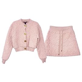 Louis Vuitton Monogramm-Handtuch-Cardigan-Rock-Set Rosa Pink
