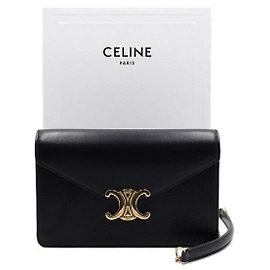 Céline Borsa crossbody Wallet on Chain in vitello lucido nero Nero