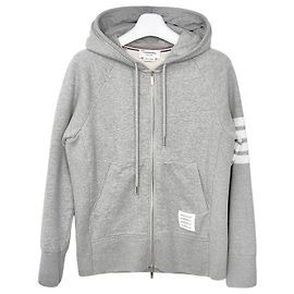 Thom Browne Diagonal Hooded Zip-Up Size Light Gray Brown