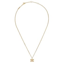 Céline Colar Triomphe Strass Latão Acabamento Dourado Cristal Dourado
