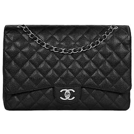 Chanel Borsa Classic Caviar Flap Maxi Nera Nero