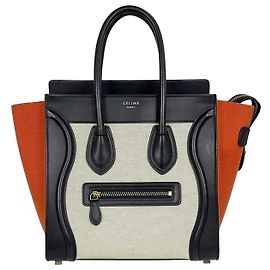 Céline Micro Tote Bag Black Ivory Orange White