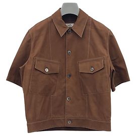Hermès Leather Shirt Jacket Red
