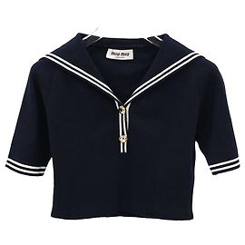 Miu Miu Baumwollpullover mit kurzen Ärmeln und Rundhalsausschnitt Silber