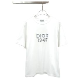 Dior Weißes T-Shirt mit besticktem Logo Weiß