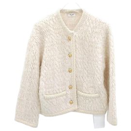 Céline Alpaka-Woll-Cardigan-Jacke Weiß