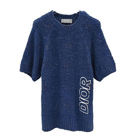 Dior Camiseta de punto de algodón grueso Azul