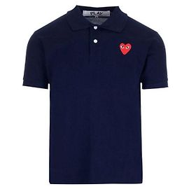 Comme Des Garcons Polo de manga corta con parche de corazón rojo Azul