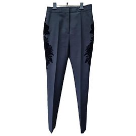 Givenchy Wool Slacks with Velvet Embroidery Patch Black