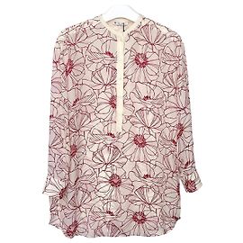 Loro Piana Camicia popover in seta floreale Rosso