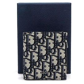 Dior Carteira bifold em jacquard Oblique Marrom