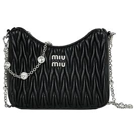 Miu Miu Bolsa de ombro em couro nappa preto Preto