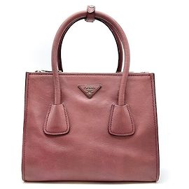 Prada Sac à épaule Glace Calf à double fermeture éclair Rouge