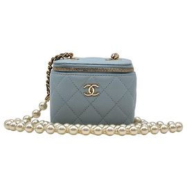 Chanel Bolsa Crossbody Vanity com Alça de Pérolas Marrom