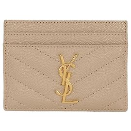 Saint Laurent CASSANDRE Grand Dossier Leather Card Holder Brown
