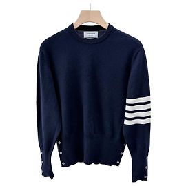Thom Browne Kaschmir-Strick mit diagonalen Streifen Navy Blau