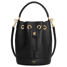 Céline Bolsa Tin Clara em couro de bezerro grão Preto Preto